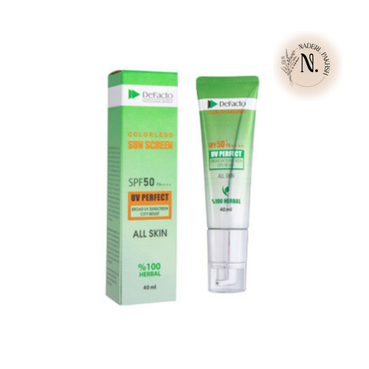 ضد آفتاب بی رنگ دیفکتو مدل Herbal مناسب انواع پوست SPF 50 حجم 40 میل